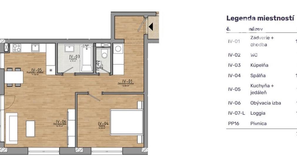 PREDANÝ Priestranný dvojizbový byt s veľkou loggiou v novostavbe Byty Rozálka