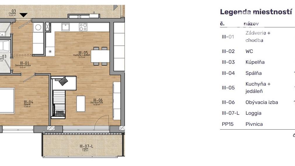 Na predaj 2 izbový byt s loggiou v novostavbe